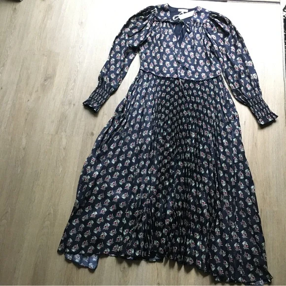 NWT Rebecca Taylor Zia Fleur Pleated Maxi Dress - Picture 7 of 16